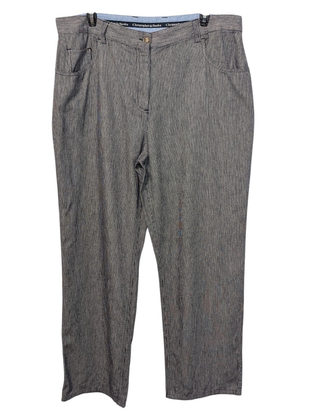 Christopher Banks Womens Size 12 Straight Leg Trouser Pants Textured Grid
